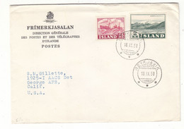 Islande - Lettre De 1958 - Oblit Reykjavik - Exp Vers Les USA - Bateaux - Valeur 12,50 Euros En .....2005 - Storia Postale