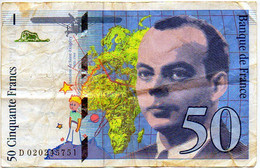Billet 50 Cinquante Francs Antoine De Saint Exupéry. Année 1994. D 020245751, Scans Recto/verso - 50 F 1992-1999 ''St Exupéry''