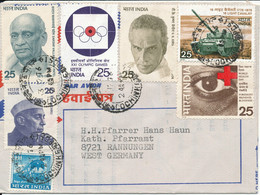 India Aerogramme Sent To Germany 13-12-1976 With More TOPIC Stamps - Luftpost