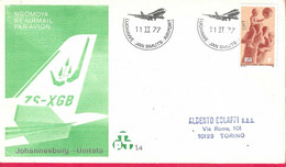 SUD AFRICA - PRIMO VOLO JOHANNESBURG/ UMTATA * 11.II.77* SU BUSTA UFFICIALE - Airmail