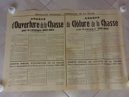 AFFICHE "OUVERTURE De La CHASSE 1952/53" DROME 56x80 - TTB - Afiches
