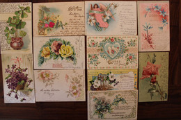 Lot 11 Ak CPA 1900's Fleurs Carte Voyagée Elsass Alsace Gaufrée Ange - Andere & Zonder Classificatie