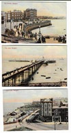 3 Postcards, Kent, Margate, Jetty, Parade, Cliftonville, People, Boats, Buildings. Early 1900s. - Margate