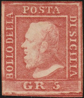 5 Gr. I^ Tav. Vermiglio Pos.44 Sass 10 Sg(*) Grandi Margini F. EmD. Spl - Sizilien