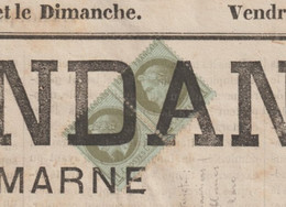 1872 - 1c EMPIRE LAURE (VARIETE LAURIERS !) PAIRE / FEUILLE COMPLETE JOURNAL POLITIQUE "L'INDEPENDANT DE SEINE ET MARNE" - 1863-1870 Napoléon III Lauré