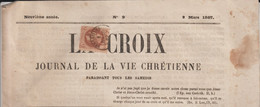 1867 - 2c EMPIRE LAURE (VARIETE LAURIERS !) Sur JOURNAL RELIGIEUX PROTESTANT ! "LA CROIX" - 1863-1870 Napoléon III Lauré