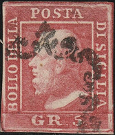 5 Gr. I^ Tav. Rosa Carminio Sass 9 Usato Ben Marginato F.AD, Sorani Spl - Sicily