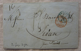 Suisse - Lettre En Port Dû Cad Genève + Ferney Pour Sedan Par Paris - 1853 - Taxe Tampon 12 - ...-1845 Prephilately