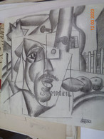 TESSON Gérard.Sommeil.crayon..Abstraction Lyrique.dessin :370 X 370 Mm.signée En Bas à Droite. - Dessins