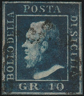 10 Gr Azzurro Cupo Sass 12 Usato Marginato - Sicilia