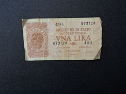 ITALIE : 1 LIRA  23.11.1944    CI 5 BS9 * / P 29c    TB+ - Italië – 1 Lira