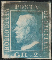 2 Gr II^ Tav. Cobalto NA Pos.41 Sass 7b Usato Marginato - Sicilia