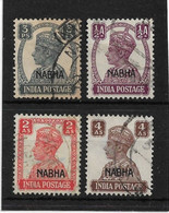 INDIA - NABHA 1942 - 1943 3p, ½a, 2a, 4a SG 105, 106, 111, 114 FINE USED Cat £9.25 - Nabha