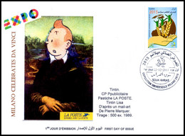 DZ 2014 - FDC - World Expo Milan 2015 Celebrates Da Vinci - De Vinci - Tintin - Mona Lisa - Joconde - Gioconda - 2015 – Milano (Italia)