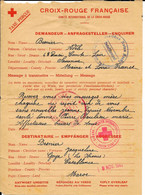 MESSAGE - CROIX ROUGE  FRANCAISE  - 8 Novembre 1943 - Cachet Comité De Casablanca Au Dos - Croix Rouge