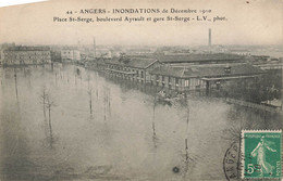 Angers * Inondations Décembre 1910 * La Place St Serge , Boulevard Ayrault Et Gare St Serge * Crue Catastrophe - Angers