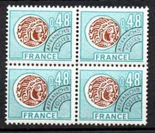 Préoblitéré Yvert N° 135 ** - 0,48 Monnaie Gauloise, Bloc De 4 - 1964-1988