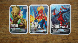 3 Cartes De Collection Marvel " Spécial La Groot Et Captain Marvel " - Marvel