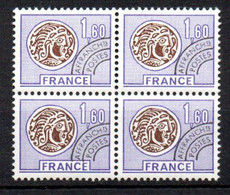 Préoblitéré Yvert N° 144 ** - 1,60 Monnaie Gauloise, Bloc De 4 - 1964-1988