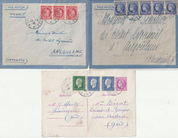 Cérès De Mazelin, 2 Lettres Par Avion Du 13 Et 28/03/46 +1 Entier Postal - 1945-47 Cérès De Mazelin