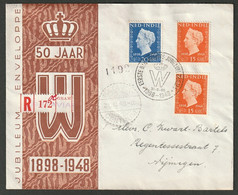 Ned Indië 1948 Jubileum Enveloppe - Registered Mail From Batavia To Nijmegen - Indes Néerlandaises