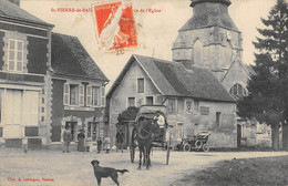 CPA 27 SAINT PIERRE DE BAILLEUL PLACE DE L'EGLISE / TABAC / ATTELAGE - Sonstige & Ohne Zuordnung