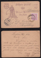 Portugal 1894 Uprated Stationery Card 10R Heinrich LISBOA X MAGDEBURG Germany - Storia Postale