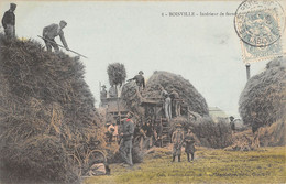 CPA 28 BOISVILLE INTERIEUR DE FERME / SCENE DE BATTAGE MACHINE AGRICOLE / Cliché Rare - Other & Unclassified