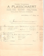 Facture 1910  A. Plasschaert Wachtebeke Fonderie Typographique - Druck & Papierwaren