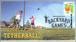 2021 *** USA United States, Backyard Games, First Day Cover, Pictorial Postmark, Tetherball (**) - Brieven En Documenten