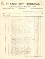 Facture 1937 TRANSPORT GENERAL Merxem > Sclaigneux - Transports