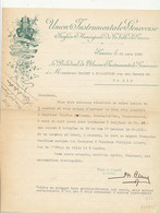 FA 2948 / FACTURE -  UNION INSTRUMENTALE GENEVOISE  FANFARE MUNICIPALE DE LA VILLE DE GENEVE   GENEVE    1920 - Switzerland