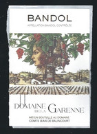 Etiquette Vin  Domaine De La Garenne Bandol  Comte Jean De Balincourt " Femme" - Rosés