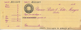 Portugal , Banco Pinto & Sotto Mayor ,  Cheque , Check , White Seal Revenue $05, Early 20 Century - Cheques & Traveler's Cheques