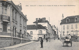 Melun           77            Place De La Porte De Paris Et Rue Saint Barthélemy    N°835    (voir Scan) - Melun