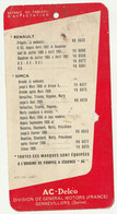 AC Delco - Pompes à Essence AC - Tableau D'affectation Détachable - Références - Janvier 1963 - AC-Delco - Material Und Zubehör