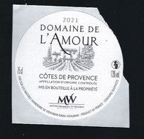 Etiquette Vin  Côtes De Provence Domaine De L'Amour 2021  Vidauban Var 83 - Roséwijn