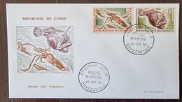 CONGO Poissons, Poisson, Fish, Peces. Yvert N° 144+147A Fdc, Enveloppe 1er Jour 1964 - Vissen