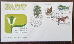 CHYPRE Poissons, Poisson, Fish, Peces. Faisan, Arbre, Ane Yvert N° 499/50 Fdc, Enveloppe 1er Jour - Fische