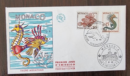 MONACO Poissons, Poisson, Fish, Peces. Yvert N° 540+42 Fdc, Enveloppe 1er Jour. Hippocampe+poisson Papillon - Vissen