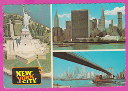 289137 / United States - New York City - Statue Of Liberty , Brooklyn Bridge , East River Midtown Manhattan' Skyline PC - Vrijheidsbeeld