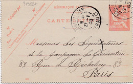 31988# MOUCHON CARTE LETTRE ENTIER POSTAL DATE 250 Obl MONTPELLIER HERAULT 1903 - Cartes-lettres