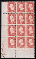 USA — SCOTT 88 — 3¢ WASHINGTON — E GRILL — MNH BLOCK/12 — SEE DESC — SCV $18,000 - Ungebraucht