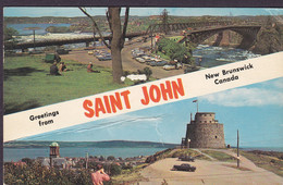 Canada PPC Greetings From SAINT JOHN New Brunswick, SAINT JOHN 1971 BAGSVÆRD Denmark 2x QEII. Stamps (2 Scans) - St. John