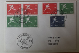 SUEDE SWEDEN 1958 FDC MATCH HALMSTAD  FOOTBALL FUSSBALL SOCCER CALCIO FUTBOL FUTEBOL FOOT FUTEBOL VOETBAL FOTBAL - 1958 – Schweden