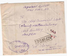 1972 INDIA FORCES ENGINEER WORKS To NORTHERN RAILWAY Train REGISTERED FPO 624 From 862 Military Engineers Stamps Cover - Francobolli Di Servizio