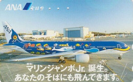Télécarte JAPON / 110-011 - AVION ANA MARINE JUMBO & CALMAR BALEINE WHALE - AIR PLANE JAPAN Phonecard - 2352 - Aviones