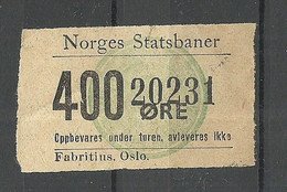 NORWAY Railway Packet Stamp 400 öre - Paketmarken