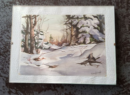 Aquarel Sneeuwlandschap Door R. Vandommele - Watercolours