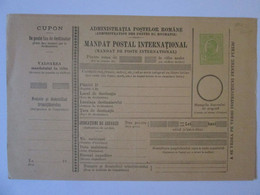 Roumanie Mandat-Poste International Timbre 5 Bani Non Voyagee 1910/Romania Unused International Money Order 1910 - Covers & Documents